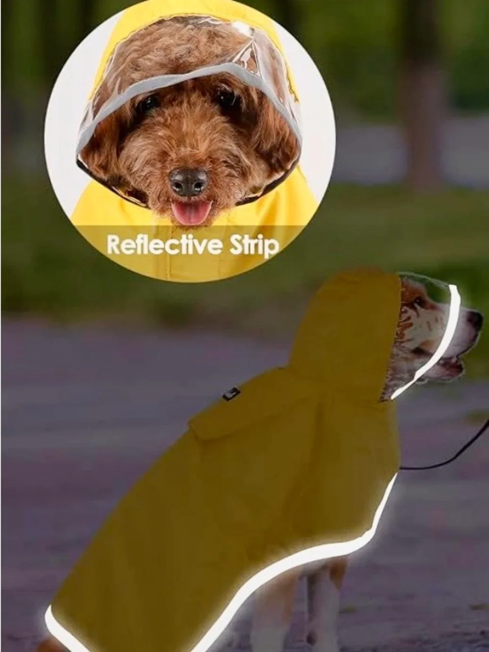Yellow Dog Raincoat with Hood - Waterproof Jacket, Small